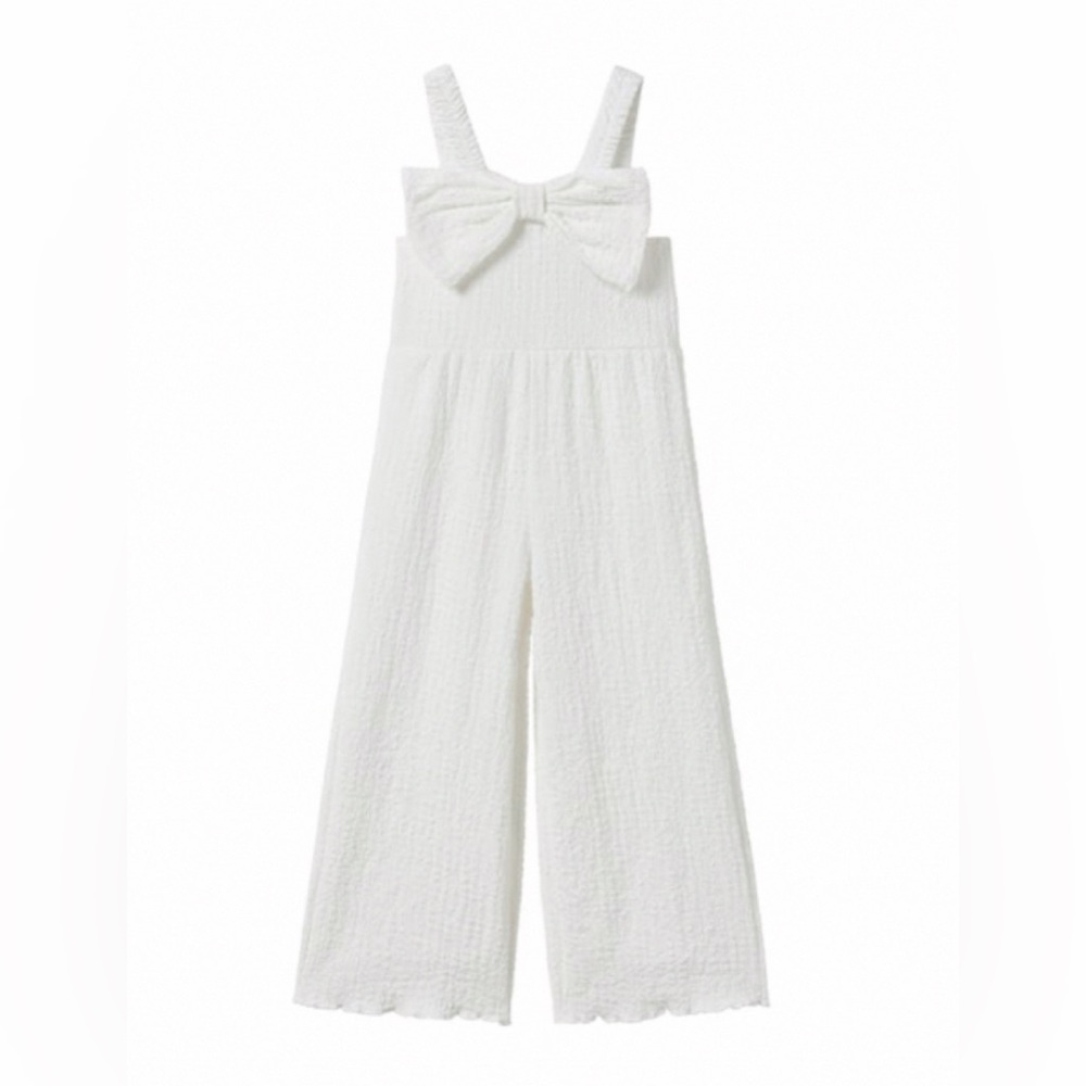 Zara Girl’s White Bow Jumpsuit, Size 11-12